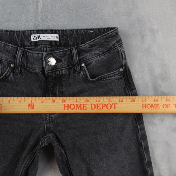 Zara Womens Jeans Size 0 Gray Faded Black Straight Leg Denim 6164/058/800 - Picture 4 of 13